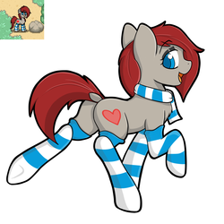 Size: 2000x2000 | Tagged: safe, artist:billysan727, oc, oc only, oc:ponepony, pony, pony town, chest fluff, clothes, cute, high res, scarf, socks, solo, striped socks
