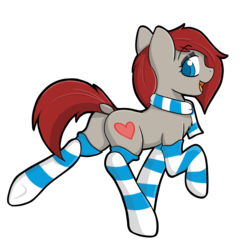 Size: 2000x2000 | Tagged: safe, artist:billysan727, oc, oc only, oc:ponepony, pony, pony town, chest fluff, clothes, cute, high res, scarf, simple background, socks, solo, sticker, striped socks, transparent background