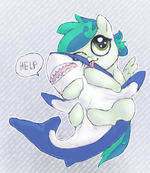 Size: 900x1035 | Tagged: safe, artist:yargoelster, oc, oc only, pegasus, pony, shark, hug, licking, tongue out
