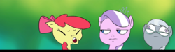 Size: 1361x411 | Tagged: safe, artist:doublewbrothers, apple bloom, diamond tiara, silver spoon, g4, animated at source, creative solution, derp, faic, thousand yard stare, wat