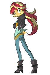 Size: 600x900 | Tagged: safe, artist:rvceric, sunset shimmer, equestria girls, g4, ass, bunset shimmer, butt, crossed arms, female, looking at you, simple background, solo, white background
