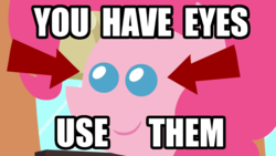 Size: 1000x562 | Tagged: safe, pinkie pie, earth pony, pony, g4, eye, eyes, female, reaction image, solo, what i learned today