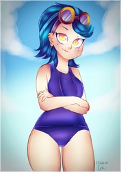 Size: 2893x4092 | Tagged: safe, artist:isolation-girl, indigo zap, equestria girls, g4, adorasexy, clothes, cute, female, high res, looking at you, one-piece swimsuit, sexy, solo, sukumizu, swimsuit