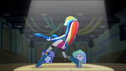 Size: 1280x720 | Tagged: safe, screencap, princess celestia, princess luna, principal celestia, rainbow dash, vice principal luna, equestria girls, g4, my little pony equestria girls: rainbow rocks, awesome as i wanna be, female