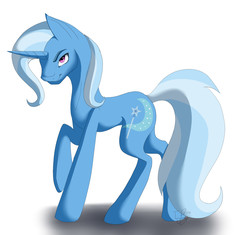 Size: 1752x1647 | Tagged: safe, artist:twigpony, trixie, pony, unicorn, g4, female, mare, raised hoof, simple background, smiling, solo, white background