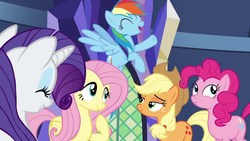 Size: 1280x720 | Tagged: safe, screencap, applejack, fluttershy, pinkie pie, rainbow dash, rarity, pony, castle sweet castle, g4, make this castle a home