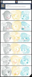 Size: 807x1920 | Tagged: safe, artist:thealjavis, coco pommel, fluttershy, marble pie, earth pony, pony, ask the shy-tri, g4, blushing, colored pupils, comic, dialogue, female, implied big macintosh, implied flutterpie, implied marblemac, implied marshmallow coco, implied pinkie pie, implied rarity, implied shipping, lesbian, looking at you, male, open mouth, simple background, speech bubble, straight, the council of shy ponies, trio, tumblr, white background