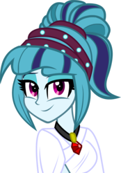 Size: 830x1192 | Tagged: dead source, safe, artist:wubcakeva, sonata dusk, equestria girls, g4, alternate hairstyle, amulet, clothes, female, greek, greek clothes, jewelry, lidded eyes, necklace, solo
