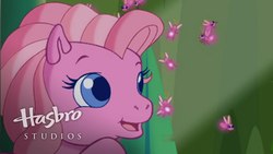 Size: 1920x1080 | Tagged: safe, screencap, pinkie pie (g3), firefly (insect), pony, g3, g3.5, twinkle wish adventure, female, hasbro studios, mare, multeity, solo, too much pink energy is dangerous
