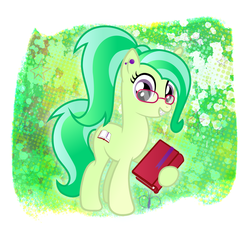 Size: 1441x1377 | Tagged: safe, artist:rish--loo, oc, oc only, oc:paige turner, pony, book work, book worm, braces, female, mare, piercing, solo