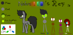Size: 4600x2200 | Tagged: safe, artist:nekro-led, oc, oc only, oc:nekro led, oc:umbreow, pony, height difference, high res, ponysona, reference sheet, solo