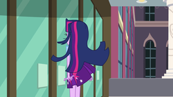 Size: 1920x1080 | Tagged: safe, screencap, twilight sparkle, alicorn, equestria girls, g4, my little pony equestria girls, clumsy, door, faceplant, female, ouch, solo, twilight sparkle (alicorn)