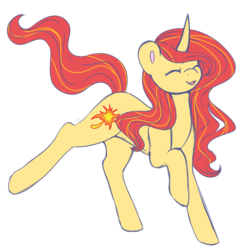 Size: 1000x1000 | Tagged: safe, artist:cinnamonsparx, oc, oc only, oc:leaf spark, pony, unicorn, curved horn, eyes closed, female, horn, mare, solo