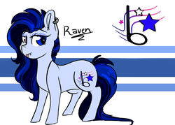 Size: 1024x734 | Tagged: dead source, safe, artist:shiny-cooler, oc, oc only, oc:raven, earth pony, pony, ear piercing, earring, female, heterochromia, jewelry, mare, piercing, reference sheet, solo