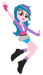 Size: 265x466 | Tagged: safe, artist:cookiechans2, artist:mlprocker123, oc, oc only, oc:lightning pie, equestria girls, g4, base used, boots, clothes, compression shorts, next generation, offspring, parent:pinkie pie, parent:thunderbass, parents:pinkiebass, shorts, skirt, socks, solo