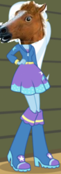 Size: 120x340 | Tagged: safe, edit, edited screencap, screencap, trixie, equestria girls, g4, my little pony equestria girls: rainbow rocks, 1000 hours in ms paint, boots, clothes, female, hand on hip, high heel boots, hoers mask, horse head, jacket, mask, raised leg, skirt, solo, what has science done
