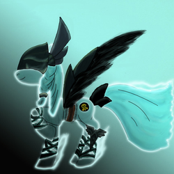 Size: 3000x3000 | Tagged: safe, artist:tianera, pony, braid, crossover, glowing, gradient background, high res, raised hoof, smiling, solo, spread wings, val'kyr, valkyrie, warcraft, world of warcraft
