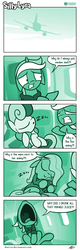 Size: 627x1958 | Tagged: safe, artist:dori-to, bon bon, lyra heartstrings, sweetie drops, earth pony, pony, unicorn, comic:silly lyra, g4, clothes, cloud, cloudy, comic, desperation, dialogue, eyes closed, female, floppy ears, greenscale, hoodie, mare, monochrome, need to pee, omorashi, open mouth, plane, plushie, potty emergency, potty time, silly lyra, sleeping, smiling, yelling, zzz