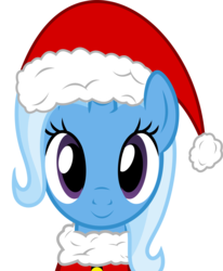 Size: 6979x8464 | Tagged: safe, artist:pink1ejack, part of a set, trixie, pony, unicorn, g4, absurd resolution, christmas, female, hat, holiday, looking at you, mare, santa hat, simple background, smiling, solo, transparent background, vector