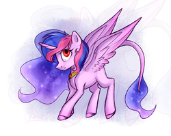 Size: 2000x1591 | Tagged: safe, artist:mp-printer, oc, oc only, oc:adelina, alicorn, pony, alicorn oc, blank flank, solo