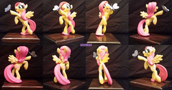 Size: 1280x671 | Tagged: safe, artist:prodius, fluttershy, butterfly, pony, g4, craft, female, figurine, irl, photo, sculpey, sculpture, show accurate, solo, traditional art