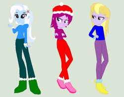 Size: 740x579 | Tagged: safe, artist:eli-j-brony, fuchsia blush, lavender lace, trixie, equestria girls, g4, eqg promo pose set, female, trixie and the illusions, winter outfit