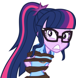 Size: 3000x3075 | Tagged: safe, artist:uponia, sci-twi, twilight sparkle, equestria girls, g4, legend of everfree, .svg available, bondage, clothes, female, high res, simple background, solo, transparent background, vector, vine