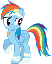 Size: 6001x7410 | Tagged: safe, artist:deratrox, rainbow dash, pegasus, pony, g4, newbie dash, .svg available, absurd resolution, bandage, female, mare, raised hoof, simple background, solo, transparent background, vector