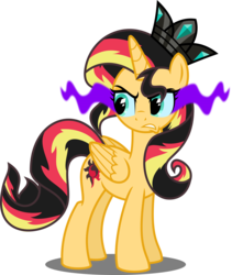 Size: 5000x5926 | Tagged: safe, artist:orin331, sunset shimmer, alicorn, pony, equestria girls, g4, absurd resolution, alicornified, evil, female, race swap, shimmercorn, simple background, solo, sunvine shimmer, transparent background, vector