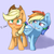 Size: 3200x3200 | Tagged: safe, artist:dbleki, applejack, rainbow dash, pony, g4, :o, applebetes, blushing, butt touch, confused, cute, dashabetes, duo, feathermarking, female, fluffy, fluffyball, gradient background, grin, high res, jackabetes, lesbian, lidded eyes, looking at you, love, never doubt tchernobog's involvement, open mouth, ship:appledash, shipping, smiling, sweet dreams fuel, wide eyes