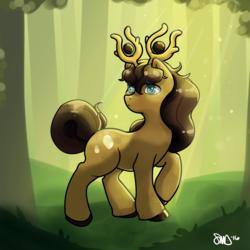 Size: 3000x3000 | Tagged: safe, artist:bean-sprouts, stantler, crossover, high res, pokémon, ponified, solo