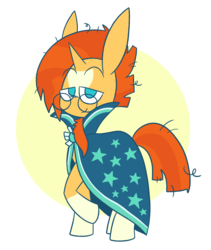 Size: 1350x1601 | Tagged: safe, artist:typhwosion, sunburst, pony, g4, cape, clothes, lidded eyes, looking at you, male, raised hoof, smiling, solo