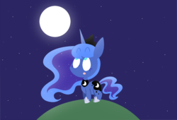Size: 2000x1358 | Tagged: safe, artist:typhwosion, princess luna, pony, g4, :o, female, full moon, looking up, moon, night, night sky, open mouth, solo, stars