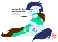Size: 1071x769 | Tagged: safe, artist:hufflepuffrave, soarin', oc, oc:pencil sketch, pony, g4, canon x oc, crying, duo, hug, male, shipping, simple background, straight, transparent background