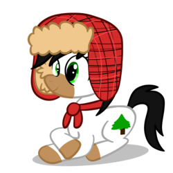 Size: 2000x2000 | Tagged: safe, artist:saveraedae, oc, oc only, oc:perky pine, pony, hat, high res, lumberjack, lying down, prone, simple background, solo, transparent background