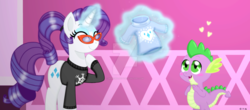 Size: 1600x703 | Tagged: safe, artist:nightmareity, rarity, spike, g4, male, ship:sparity, shipping, straight