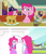 Size: 1592x1836 | Tagged: safe, screencap, lucky breaks, pinkie pie, earth pony, pony, the clone that got away, equestria girls, friendship games bloopers, g4, my little pony equestria girls: friendship games, season 6, the saddle row review, blooper, bracelet, canterlot high, clone, clothes, coffee pot, comparison, diner, discovery family logo, food, hat, human paradox, jewelry, outtakes, pancakes, paradox, pinkie being pinkie, pinkie clone, restaurant, self ponidox, skirt, subversion, this explains everything