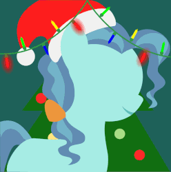 Size: 795x800 | Tagged: safe, artist:arifproject, part of a set, petunia paleo, earth pony, pony, g4, animated, arif's christmas pones, beautiful, christmas lights, christmas tree, cute, dark background, derpibooru background pony icon, female, foal, garland, gif, green background, happy, hat, lights, lineless, mare, minimalist, petuniabetes, santa hat, simple background, smiling, solo, tree