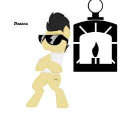 Size: 1388x1316 | Tagged: safe, artist:legionhooves, oc, oc only, deacon, fallout 4, railroad, solo, swagpose