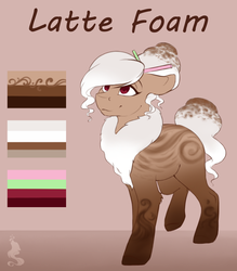 Size: 900x1028 | Tagged: safe, artist:silentwulv, oc, oc only, oc:latte foam, food pony, original species, adoptable, female, food, mare, reference sheet, solo