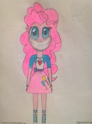 Size: 769x1038 | Tagged: safe, artist:toonalexsora007, pinkie pie, smile hd, equestria girls, g4, female, grin, looking at you, smiling, solo, traditional art