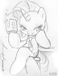 Size: 651x846 | Tagged: safe, artist:lindsay cibos, part of a set, rarity, semi-anthro, g4, cider, female, looking at you, necktie, sketch, solo