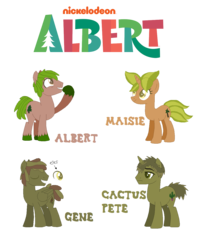 Size: 1096x1340 | Tagged: safe, artist:mixelfangirl100, albert, albert (movie), cactus, cactus pete, christmas, crossover, eyes closed, gene, maisie, ponified, raised hoof, simple background, smiling, transparent background, tree