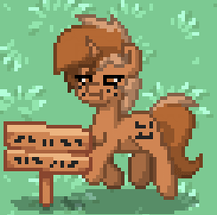 Size: 244x241 | Tagged: safe, oc, oc only, oc:sign, pony, unicorn, pony town, :t, animated, gif, lidded eyes, sign, solo, trotting, trotting in place
