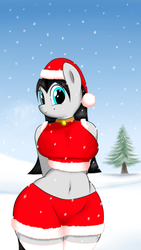 Size: 1080x1920 | Tagged: safe, artist:thepianistmare, oc, oc only, oc:klavinova, anthro, big breasts, breasts, christmas, christmas tree, female, iphone wallpaper, phone wallpaper, plump, snow, snowfall, solo, thick, tree, wallpaper, wide hips