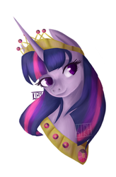 Size: 709x1082 | Tagged: safe, artist:kimmytheredhead, twilight sparkle, alicorn, pony, g4, crown, female, jewelry, regalia, simple background, solo, twilight sparkle (alicorn)