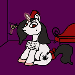 Size: 1000x1000 | Tagged: safe, artist:wayward pony, oc, oc only, oc:smudge proof, 1000 hours in ms paint, alcohol, christmas, fez, gift art, hat, male, martini, ms paint, solo