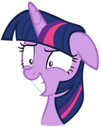 Size: 7000x8800 | Tagged: safe, artist:tardifice, twilight sparkle, g4, to where and back again, absurd resolution, bust, eye twitch, fake smile, female, forced smile, grin, photoshop, simple background, smiling, solo, squee, transparent background, vector