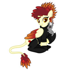 Size: 6667x6667 | Tagged: safe, artist:besttubahorse, artist:paintponi, oc, oc only, oc:chimie changa, hybrid, pony, rabbit, absurd resolution, clothes, collaboration, cutie mark, pegaphoenix, simple background, sitting, sweater, transparent background, vector