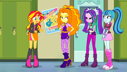 Size: 1920x1080 | Tagged: safe, screencap, adagio dazzle, aria blaze, sonata dusk, sunset shimmer, equestria girls, g4, my little pony equestria girls: rainbow rocks, the dazzlings